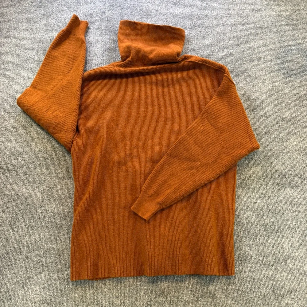 Free People My Only Sunshine Turtleneck Ribbed Sweater Rust Orange XS